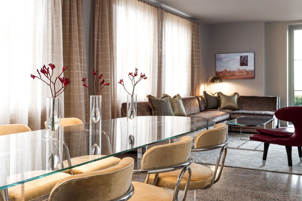 Dining table and living area of the 21c Suite