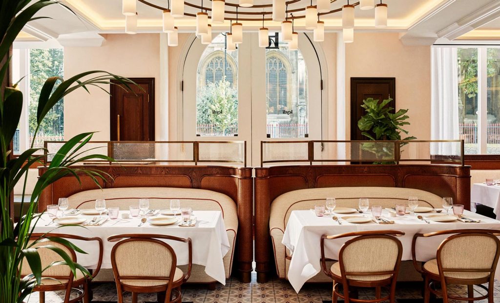 Dining tables at Leydi restaurant, Hyde London